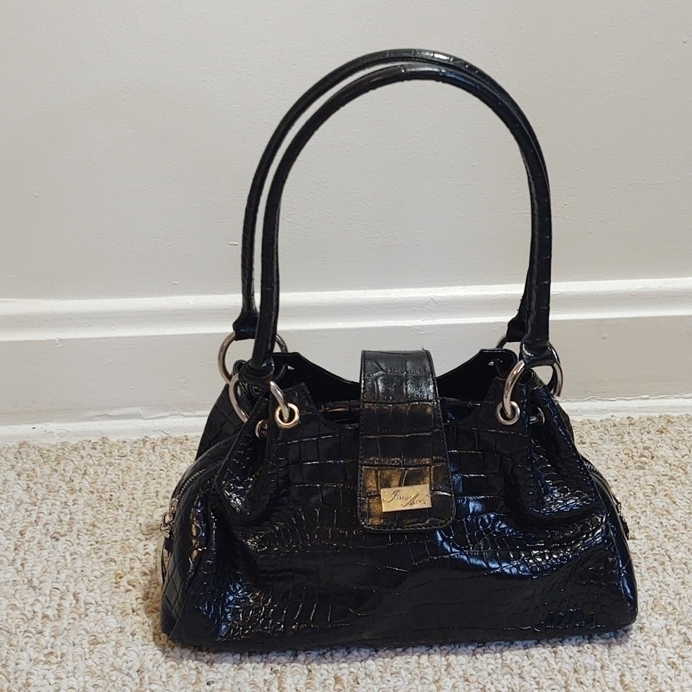 Isabella Adams Black Faux Alligator Leather Purse